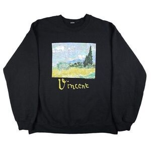 Vintage Vincent Van Gogh Sweatshirt Mens Size Medium Black National Gallery UK